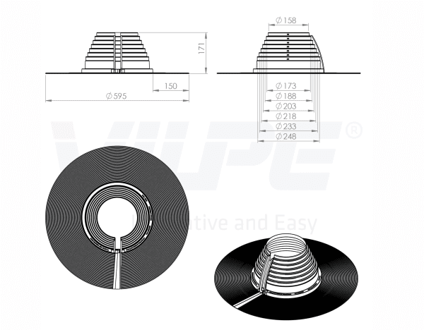 Zoom bild av Delbar stos 160‐250 mm, EPDM