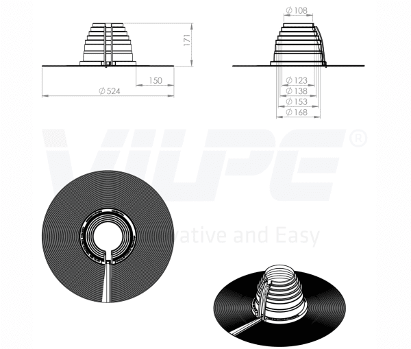 Zoom bild av Delbar stos 110‐170 mm, EPDM