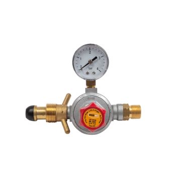 Regulator med Manometer 0,5 – 4 bar. 8 – 14 kg/h